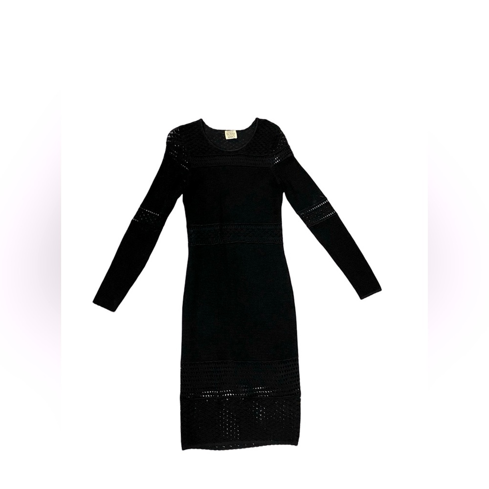 Torn by Ronny Kobo Black Sheer Knit Midi Dress Prom Festival Goth Punk Bodycon M